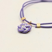 来福(らふ)お守り　藤色　水引ブレスレット