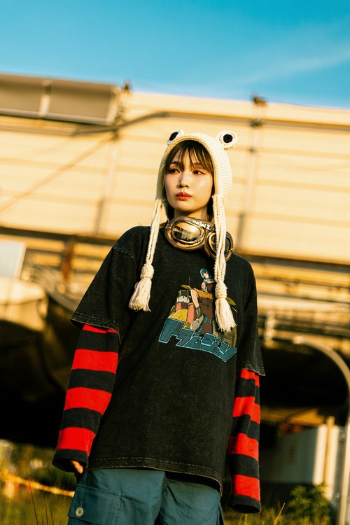 【ドラムジョシ#8】VINTAGE DRUM JOSHI TEE Black