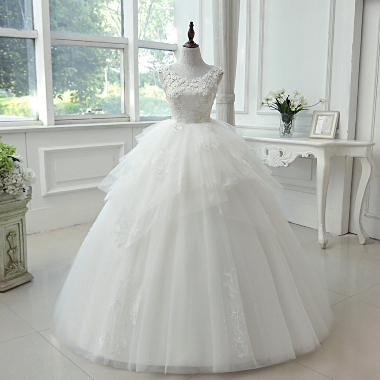 美品！ ウエディングドレス ロング 繊細レース エレガント ファスナー  