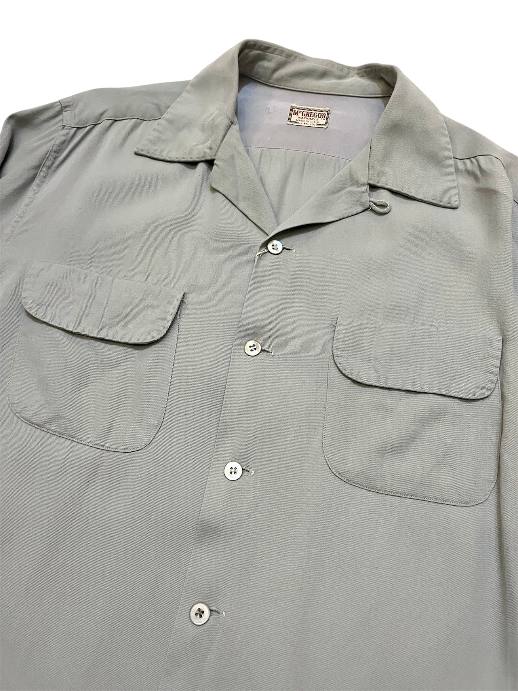 50s マクレガー　レーヨンシャツ フラップポケット付き　ビンテージ　ギャバジン 50s マクレガー レーヨンシャツ フラップポケット付き ビンテージ
