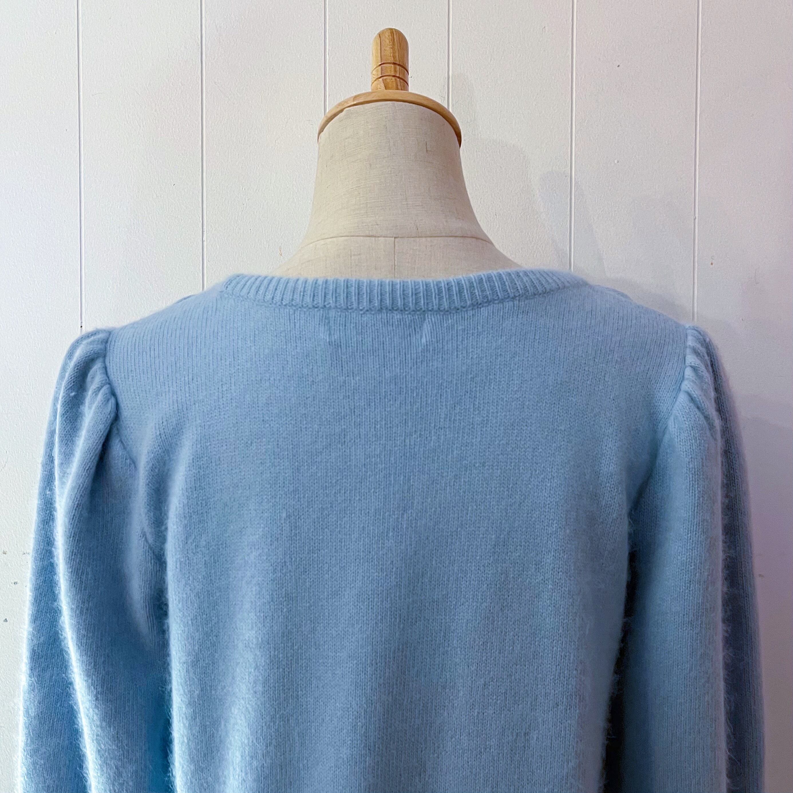 light blue rose knit sweater