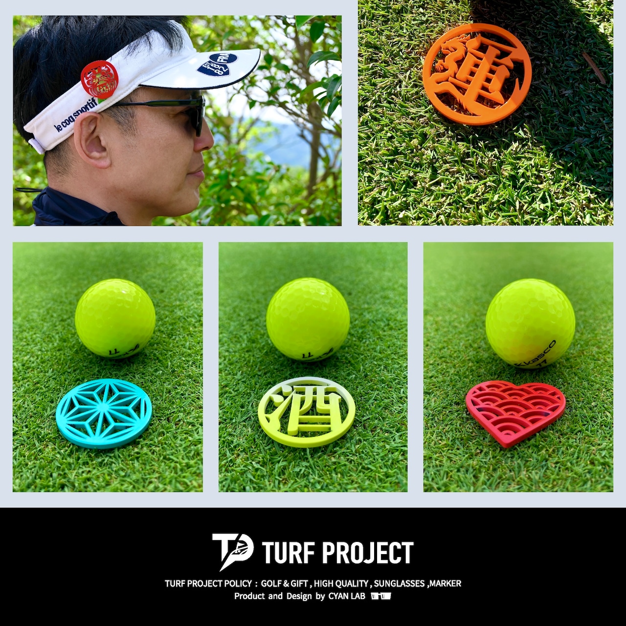 GOOD LUCK / モデル名:青海波/ ゴルフ運を呼び寄せるメタルマーカー 色:ブルー or ライトブルー