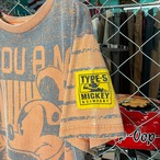 00s Disney MICKEY 総柄Tシャツ　オレンジ　ミッキー　ディズニー