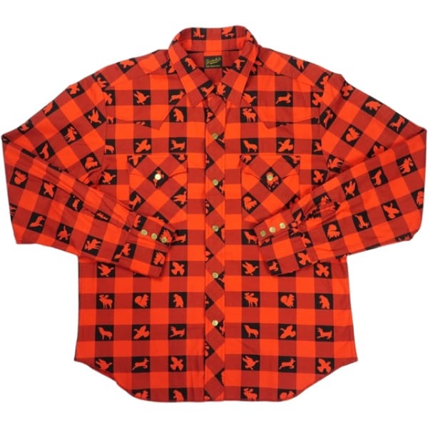 テンダーロイン　長袖シャツ テンダーロイン総柄長袖シャツTENDERLOIN アブストラクト茶