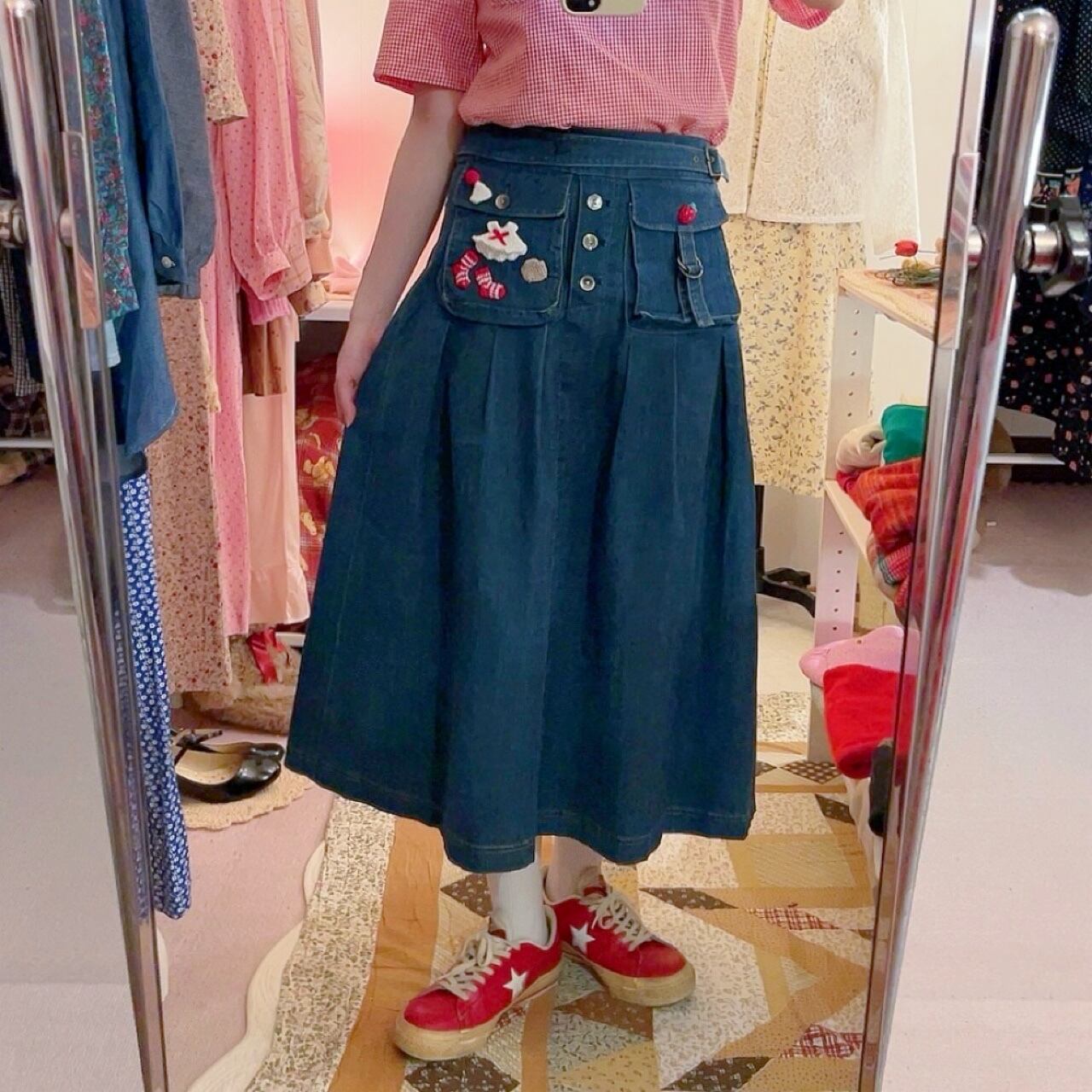 remake ✂︎ strawberry picking dwarf pocket skirt