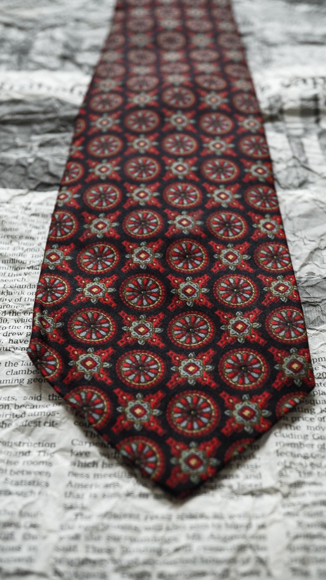 1960s】BROOKS BROTHERS ブルックスブラザーズ 幾何学柄 ネクタイ 《黒