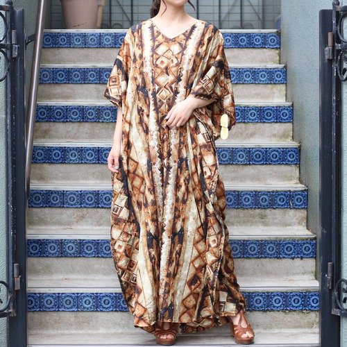 USA VINTAGE DESIGN KAFTAN DRESS ONE PIECE/アメリカ古着デザインカフタンドレスワンピース