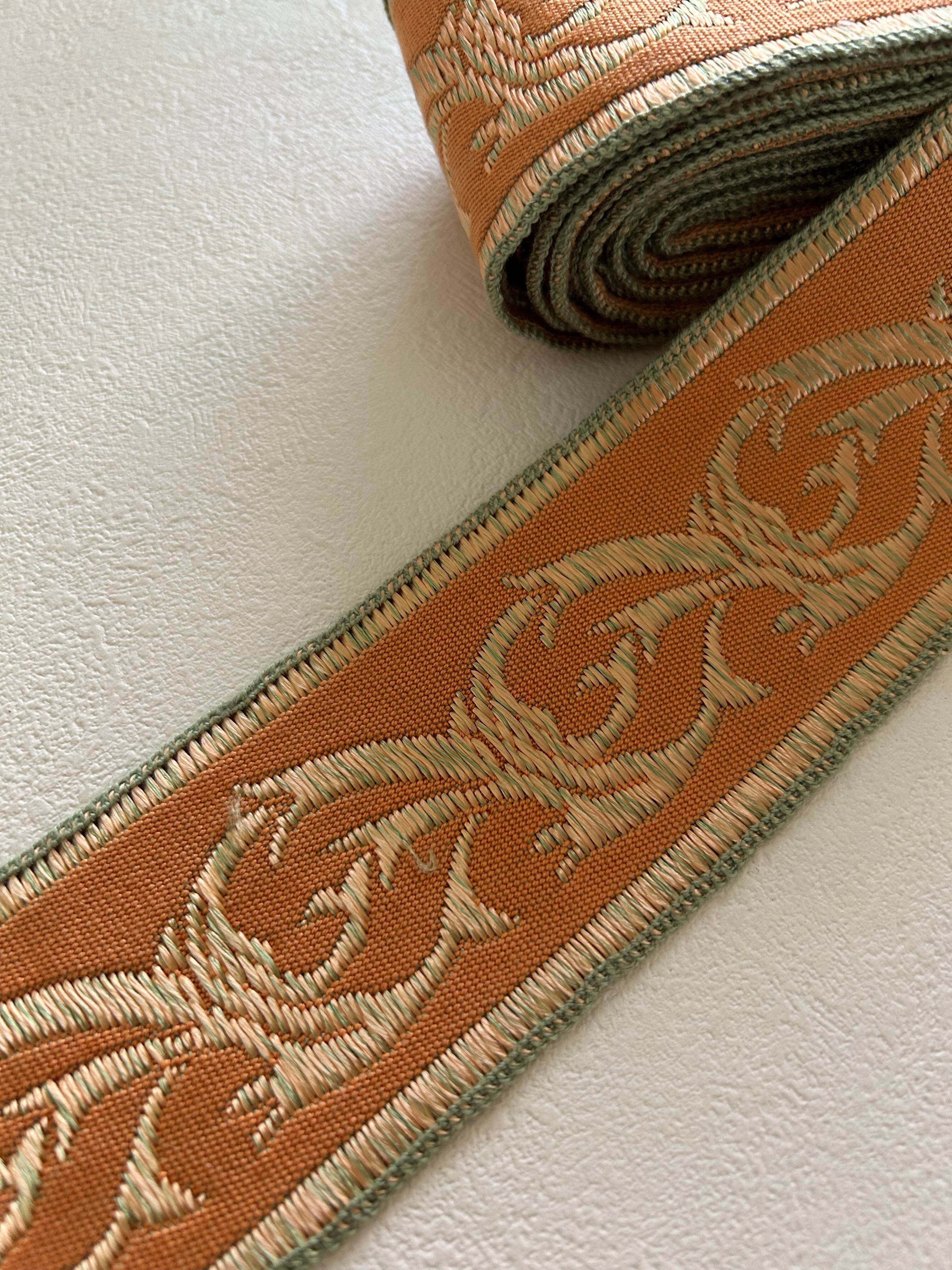 フランス 幅広ブレード 50cm/カット 60mm 織模様 ピンクオレンジ カルトナージュ デコレーション材