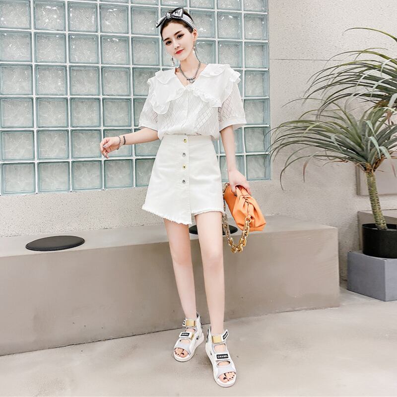 Vネックシャツ ルーズ薄手ブラウス スカート 大きめサイズ 大人ガーリー スウィート キュート カジュアル ミックスインファッション55262264665