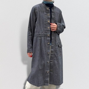 vm heavy linen twill denim coat