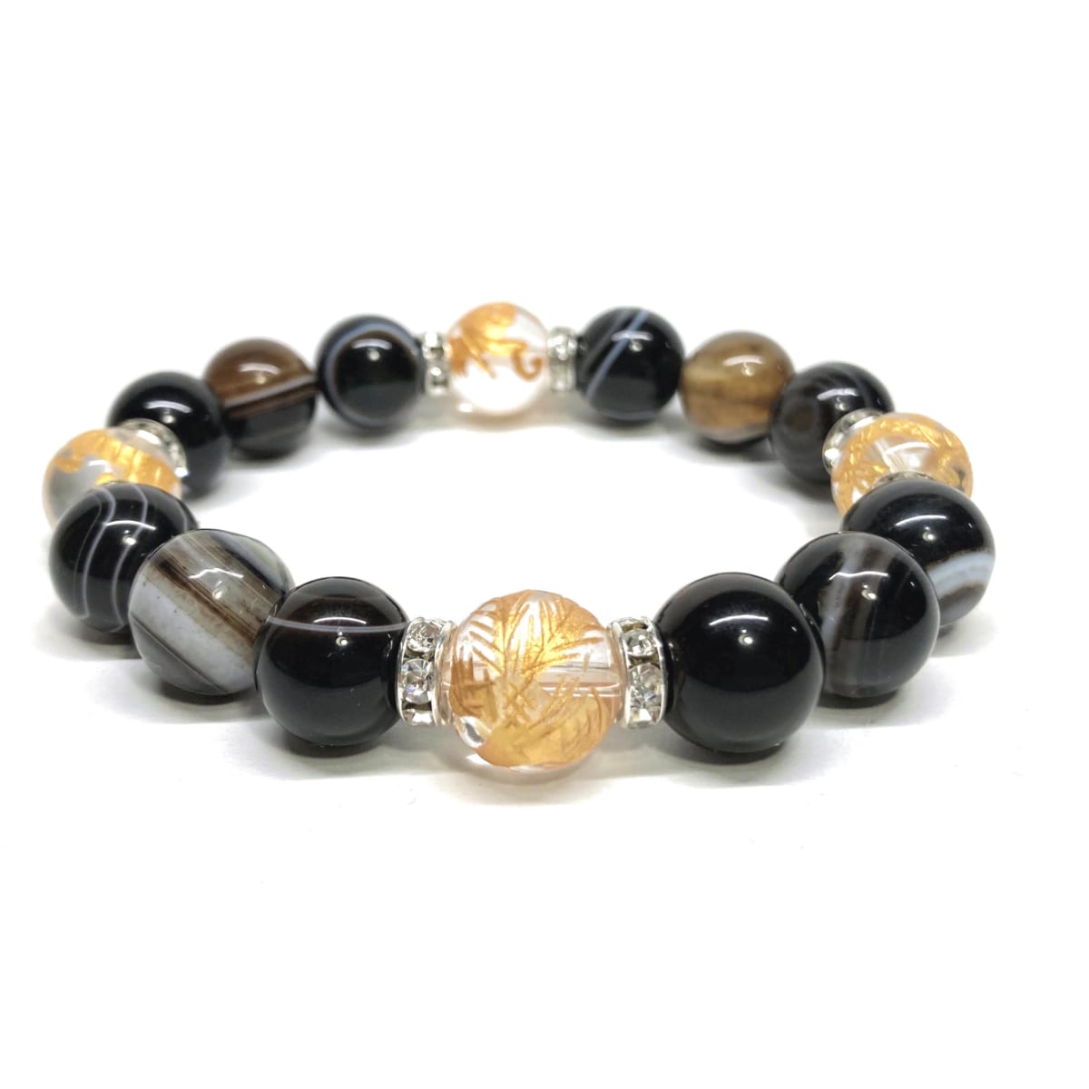 四神獣金彫水晶×アメジスト 12mm パワーストーン ブレスレット天然石