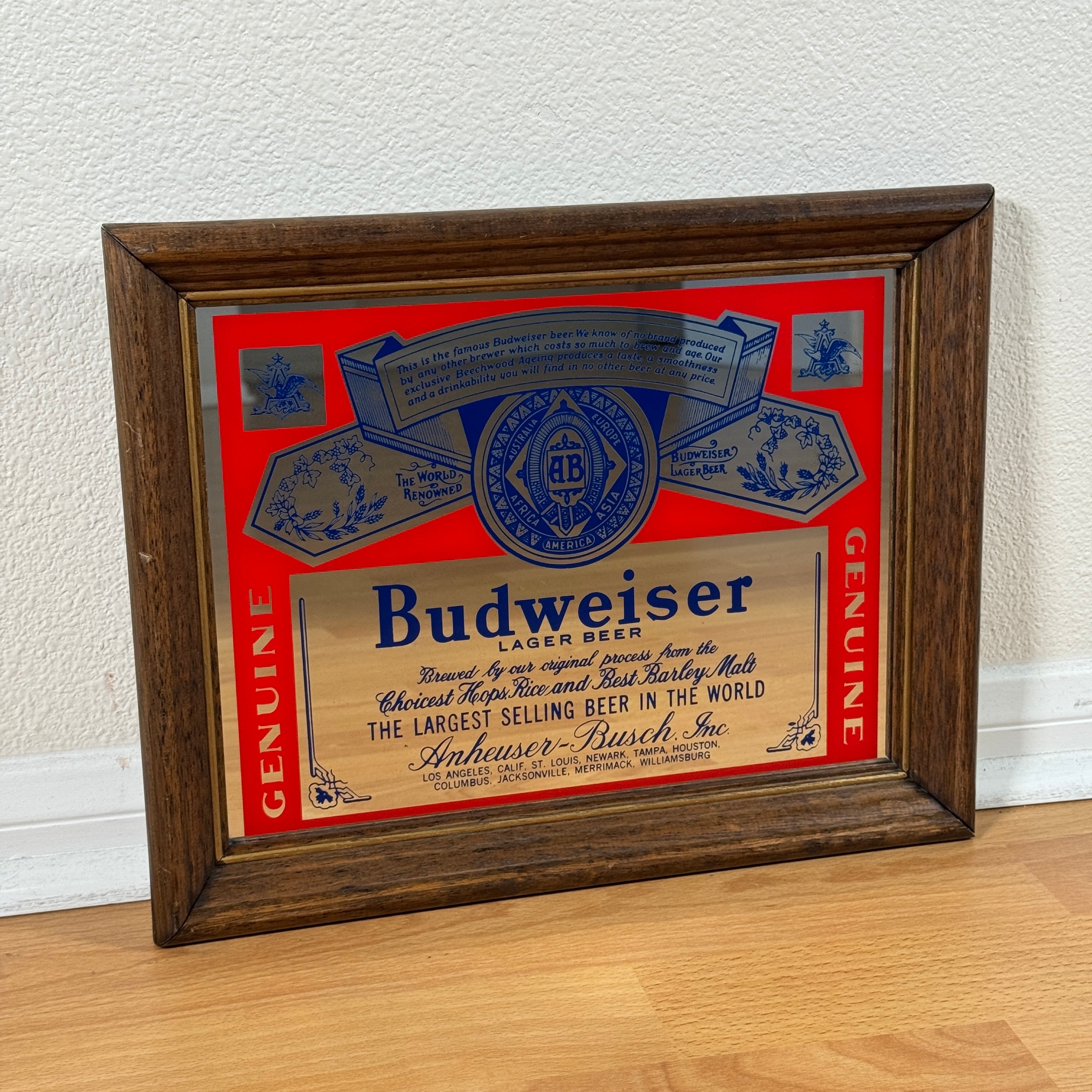 Budweiser バドワイザー 大型 パブミラー 壁掛け 鏡 木枠XZ3921 Budweiser バドワイザー 大型 パブミラー 壁掛け 鏡 木枠XZ3921