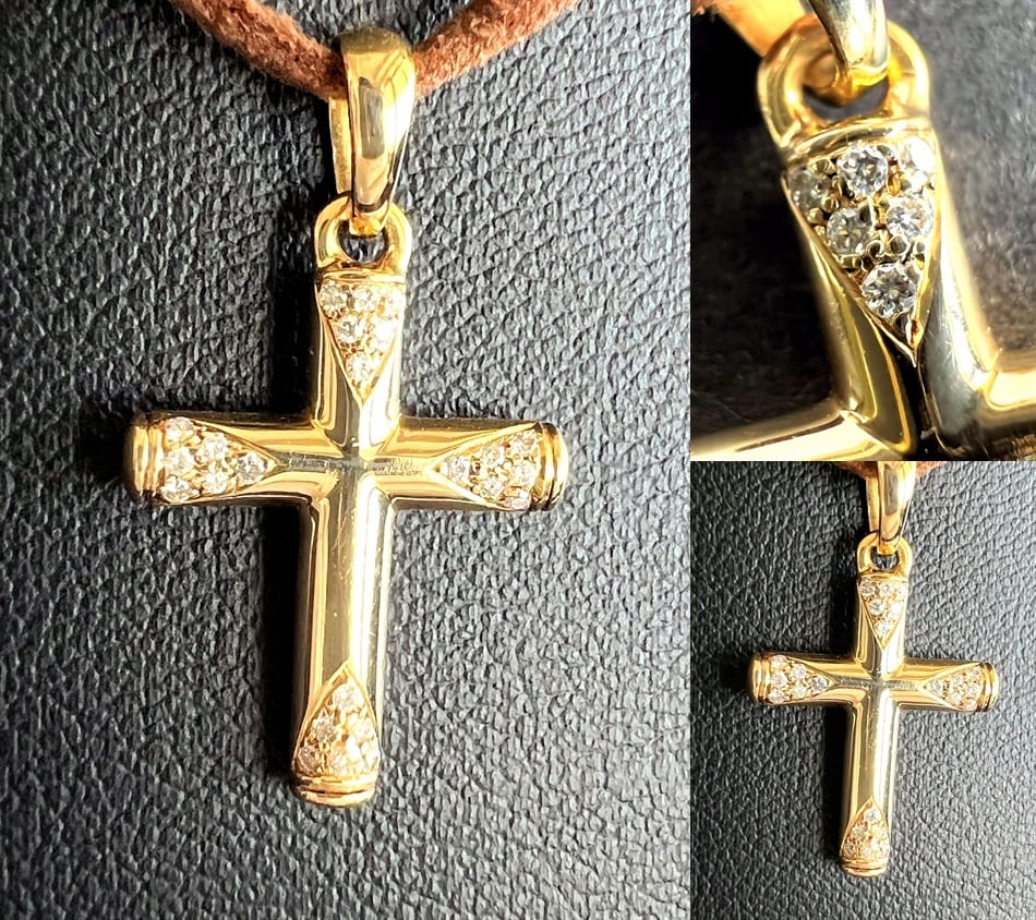 ヴェイド VAID ROMA ダイヤモンド クロス ネックレス K18 YG パヴェ