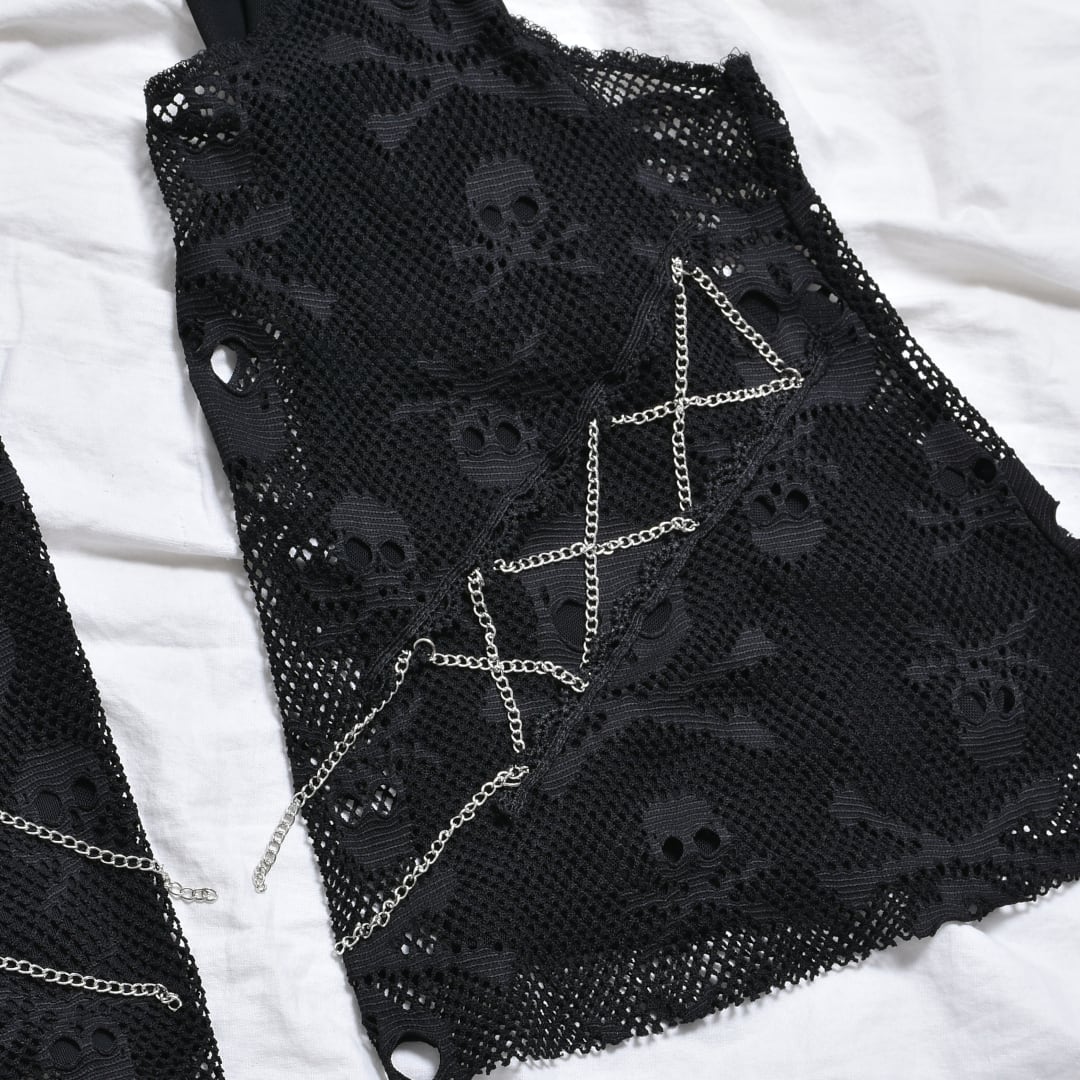 ぽ*こ様 Volcanic  シアースカル チェーンニーハイレッグウォーマー | VOLCAN&APHRODITE