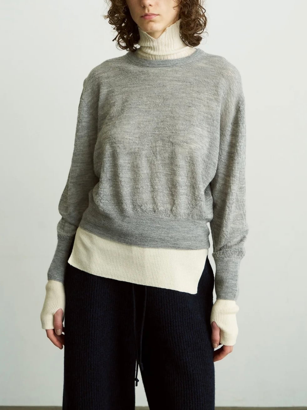 unfil / ロイヤル ベビー アルパカ ランダム リブ編みニット