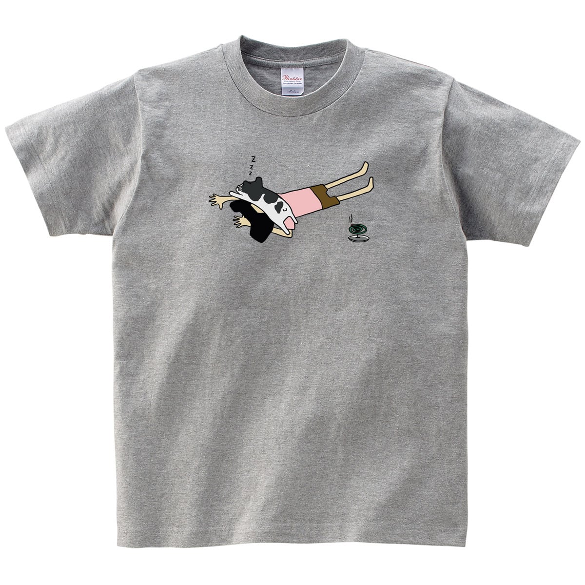 犬と飼い主 フレブルとお昼寝 Tシャツ dog53 犬 ブヒ フレンチブルドッグ 服 ゆるい イラスト おもしろ Tシャツ