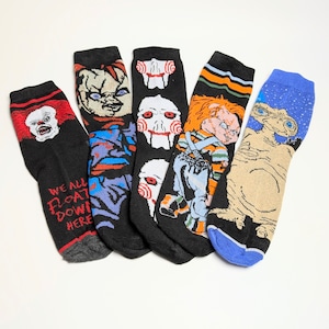 【 crew socks / クルーソックス 】【C】『 HORROR / SF MOVIE Character Socks 5P SET 』ホラー映画キャラソックス5足セット 〚アメリカン雑貨 アメトイ〛