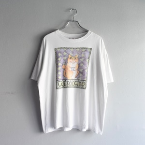 【VINTAGE】"catpuccino" 90's~ Front Animal Art Printed T-shirt s/s