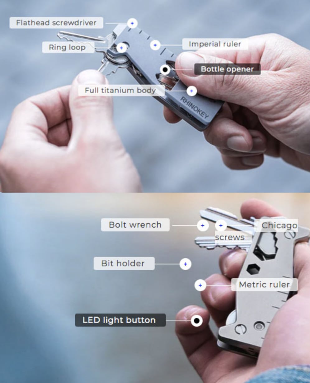 鍵をスマートに収納できるマルチツール「チタン製EDCキー