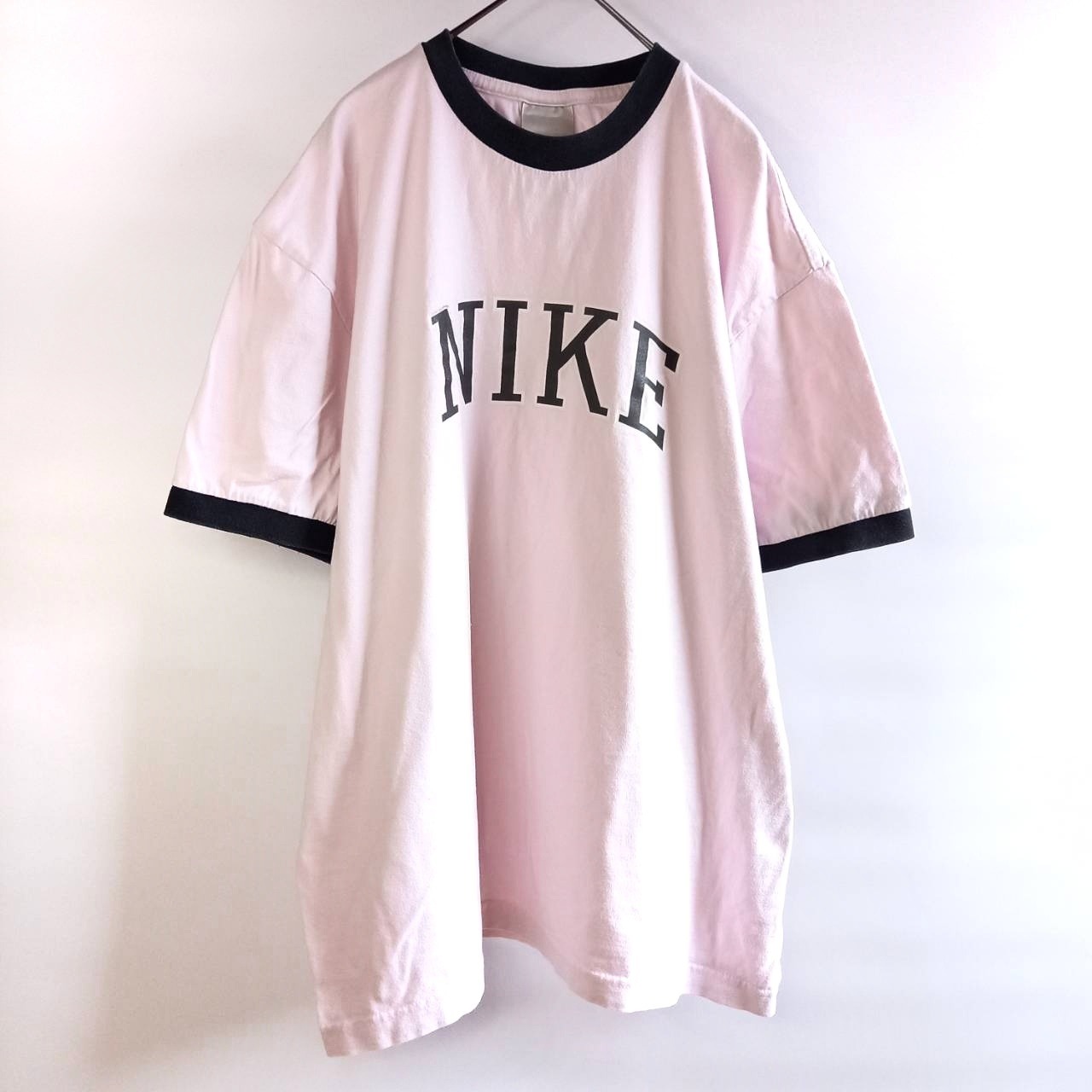 ナイキ　プリント　リンガーTシャツ　半袖　オーバーサイズ　ビッグ　ピンク　XL