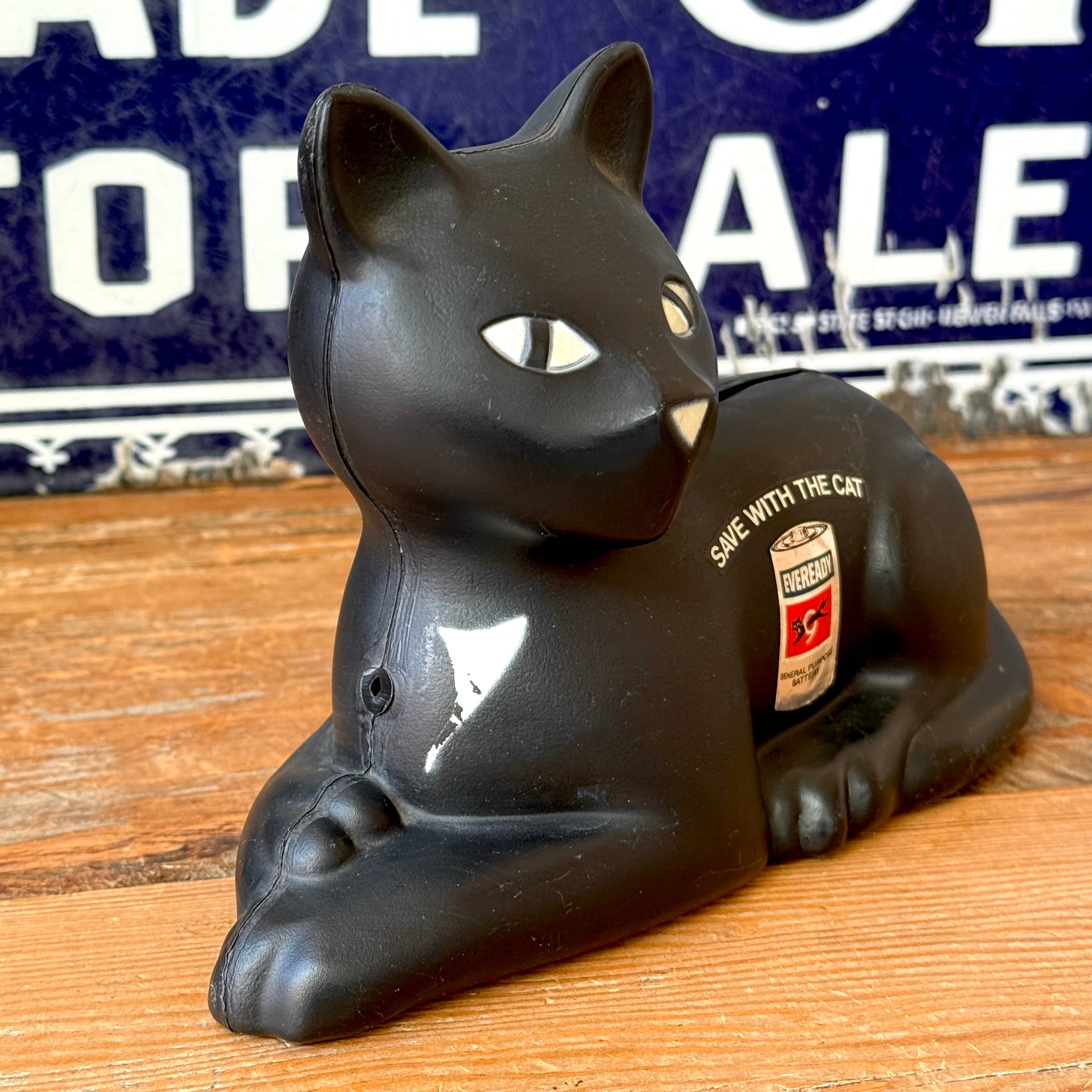 Vintage EVEREADY CAT Coin Bank エバレディ 黒猫 ブラックキャット