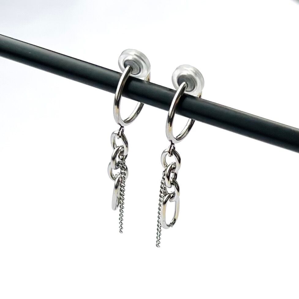 つけっぱなしOK サージカルステンレス ピアス チェーンピアス pierced