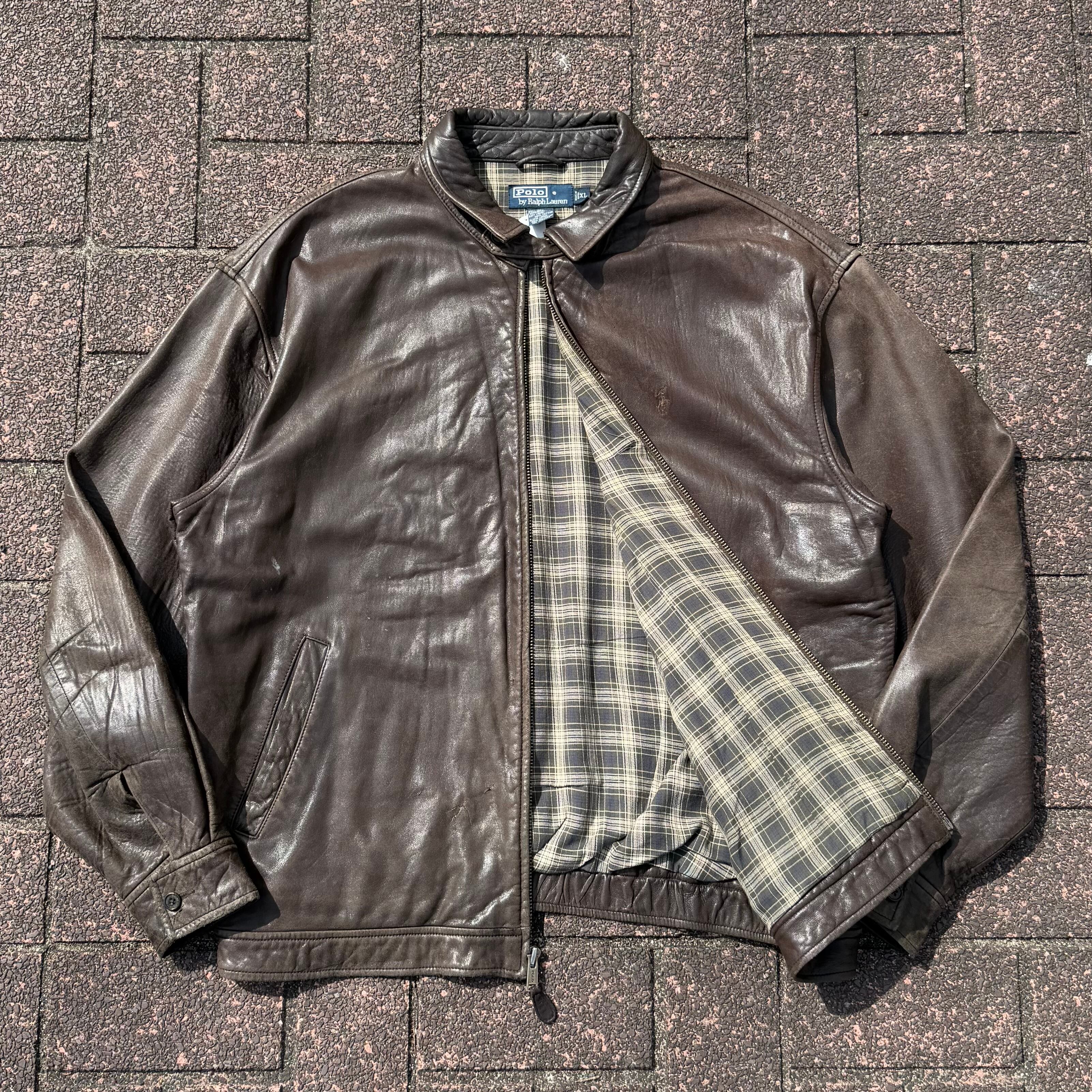 Black】90's Polo by Ralph Lauren Lamb Leather Jacket “MA-1 Type