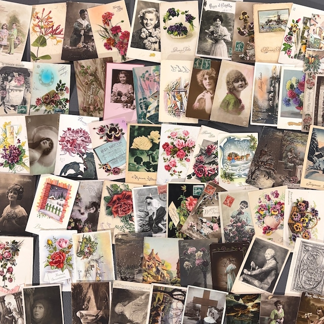 フランス ポストカード 100枚 雑貨 アンティーク 海外 ヴィンテージ 紙もの ジャンクジャーナル インテリア コラージュ 2306002-1-4