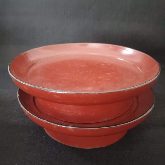 骨董 根来椿皿 14センチ 2枚組 | サミハ成城