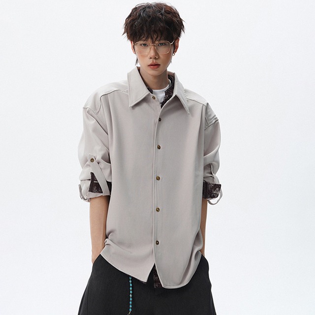 【悟シリーズ】★シャツ★ 2color フェイクレイヤード ペイズリー柄 トップス ユニセックス メンズ 長袖シャツ