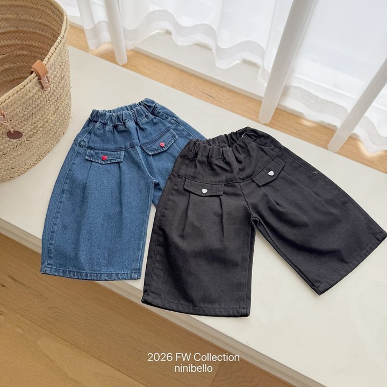 韓国子供服 / ninibello / Eve Wide Pants  / デニムパンツ *XS~XXL*