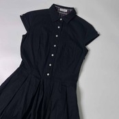 Lois CRAYON ロイスクレヨン ハーフボタン フレア フレンチスリーブ ワンピース M/ブラック レディース