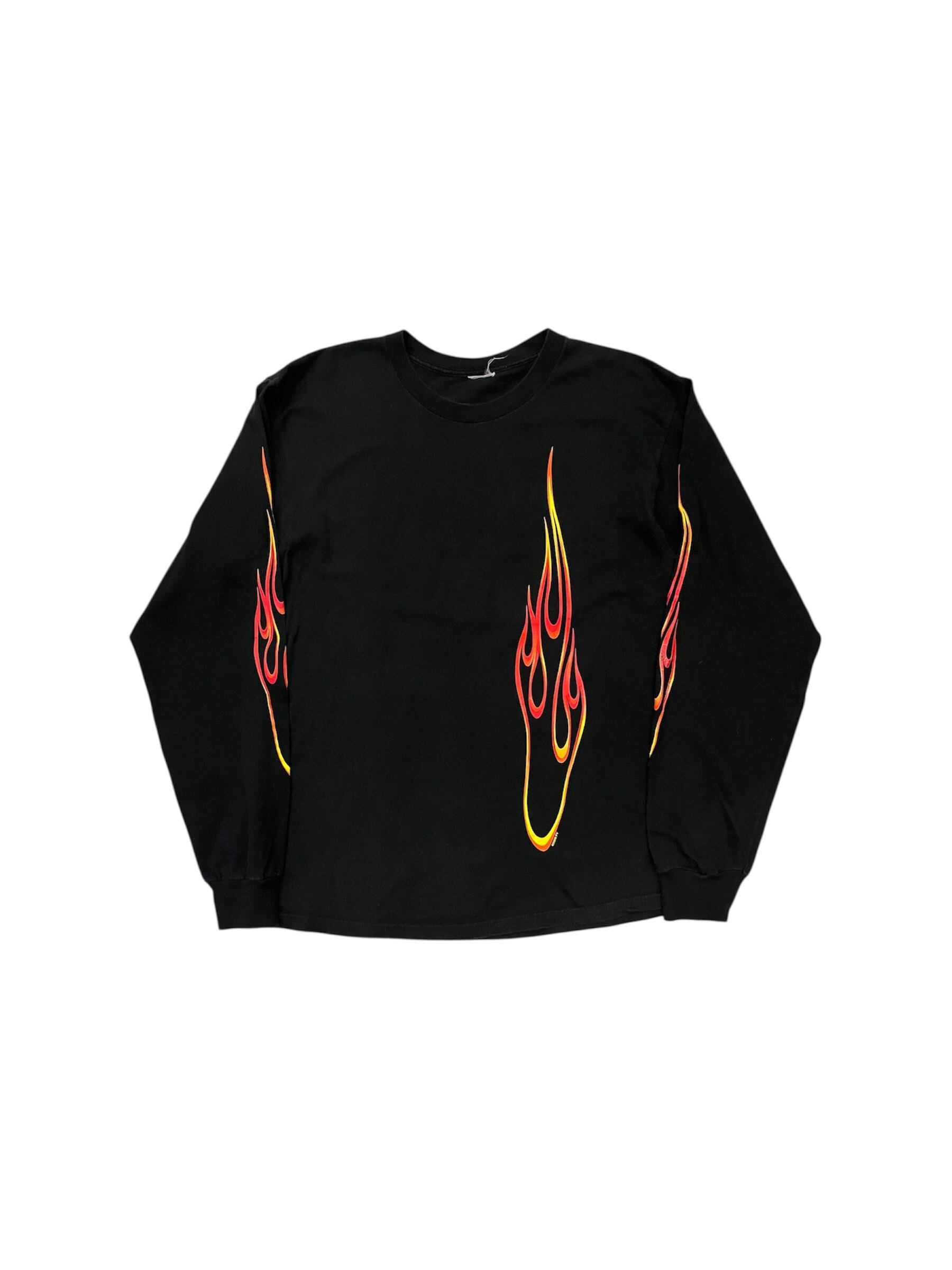 2000 Flames Long Sleeve t-shirt Black y2k フレームス ファイア