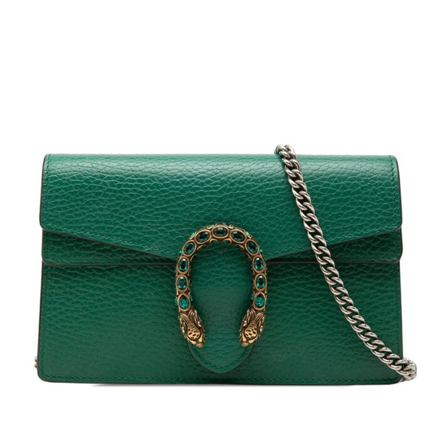 グッチ ディオニュソス チェーン ショルダーバッグ 斜め掛け 476432 グリーン レザー レディース GUCCI 【中古】