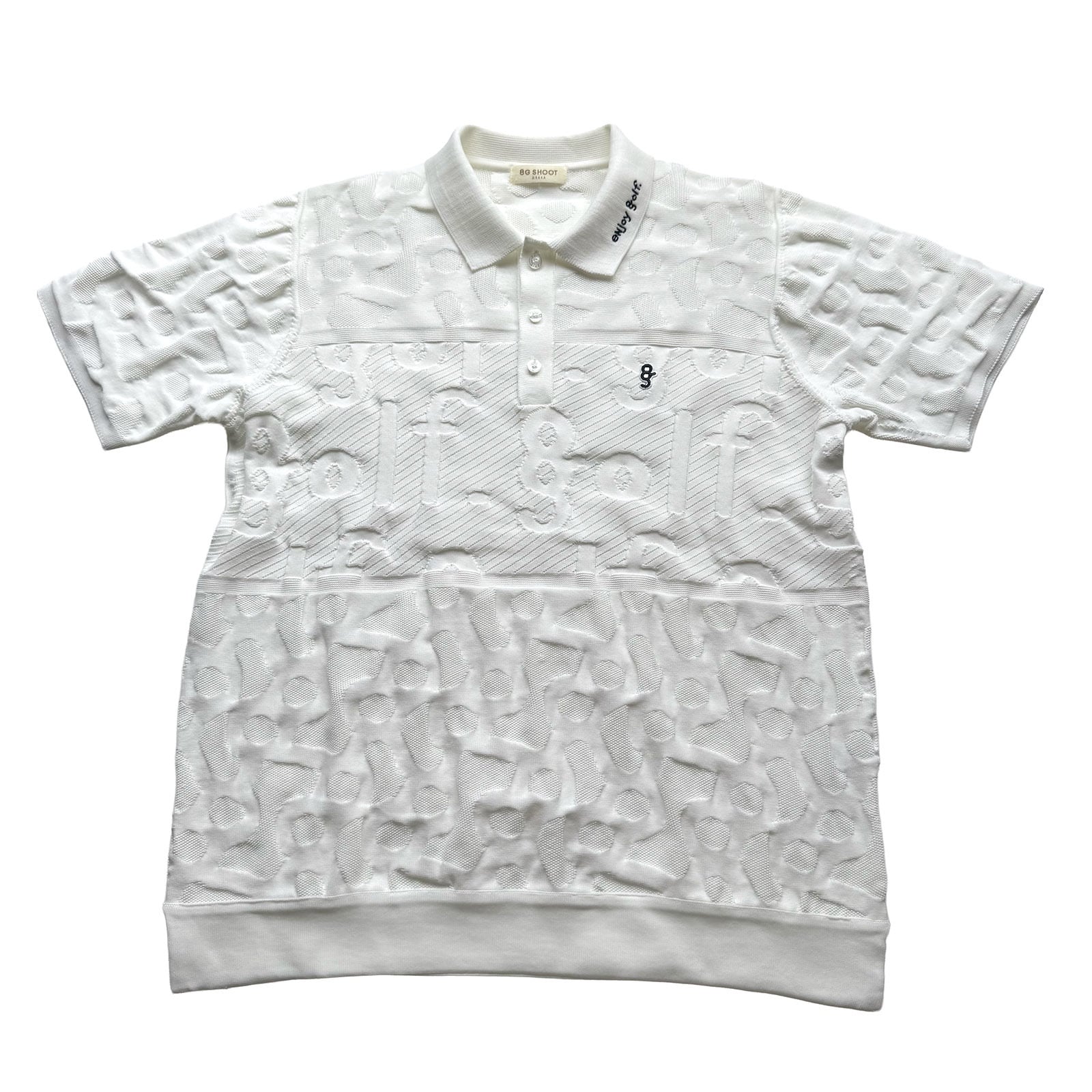 LOGO JACQUARD KNIT POLO -WHITE-