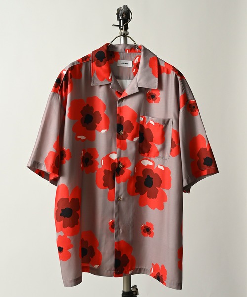 ATELANE Flower all over pattern short sleeve shirt (GRY) 24A-15040