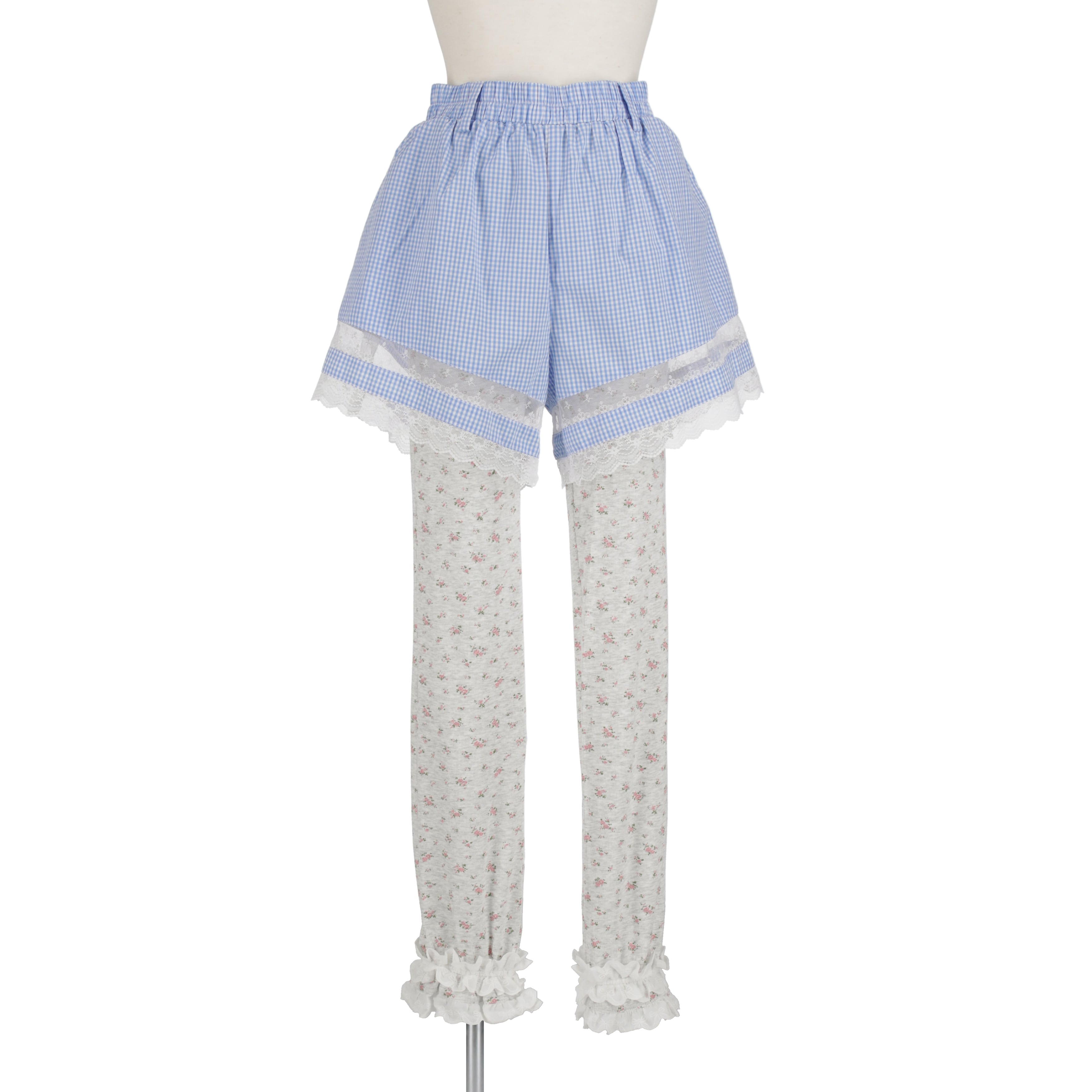 レイヤードレギンスフリルパンツ　BLUE