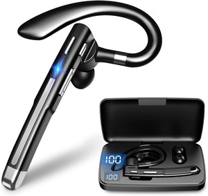 【人気】【2024新登場 Bluetoothヘッドセット】 Bluetooth5.3 イヤホン 片耳 100時間超長時間連続使用 ワイヤレス 耳掛け型 500mAh充電ケース付 LEDバッテリー残量ディスプレイ CVC8.0ノイズキャンセリング 左右耳兼用 装着感 ハンズフリー通話 マイク内蔵 ミュート/SIRI機能搭載 在宅勤務/運転/オンライン会議/ビジネスチャット用