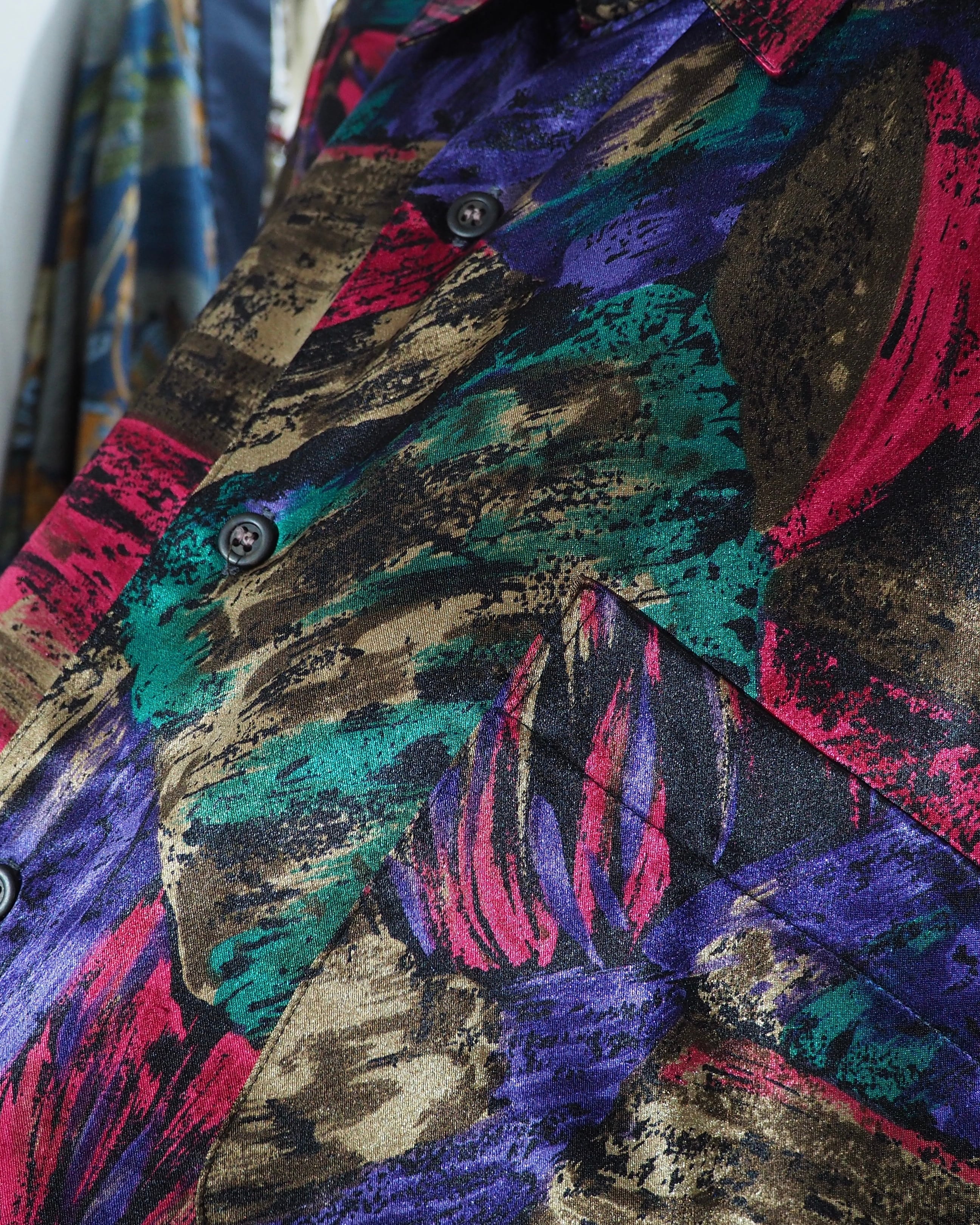 1980 - 90s Bewitching Multi Color painted vintage Drape loose Shirt