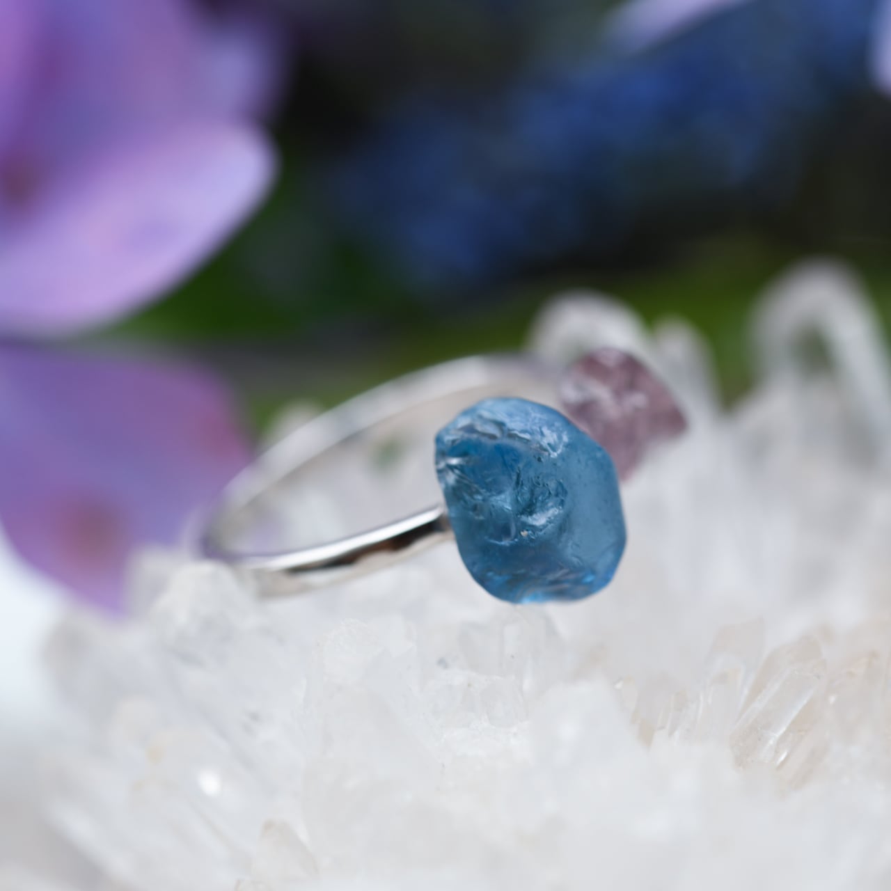 天然石　ブルースピネル　コバルトブルースピネル　天然石リング レアストーン】天然コバルトブルースピネル 天然ダイヤモンド