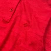 90s Christian Dior SPORTS クリスチャンディオール フィッシュ柄 長袖 ポロシャツ L/レッド レディース ビンテージ
