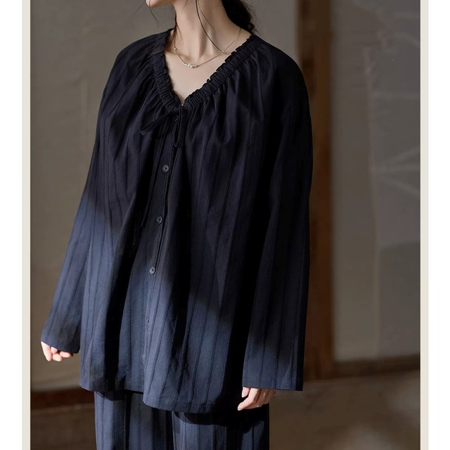 【M-XL】stripe pattern cotton100％ cardigan style pajamas p1758