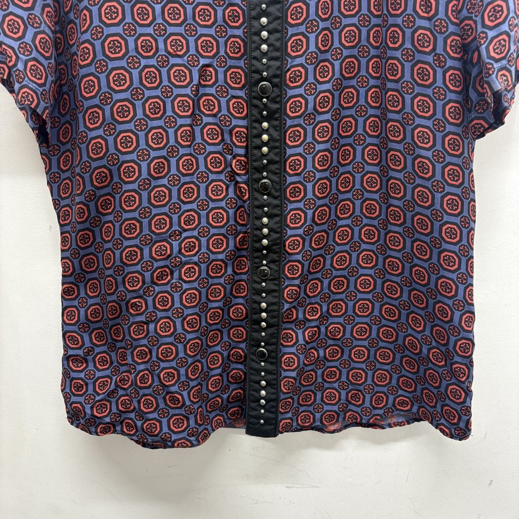 PRADA プラダ 12SS Studed Shirt 半袖シャツ ブラック ブルー size:38