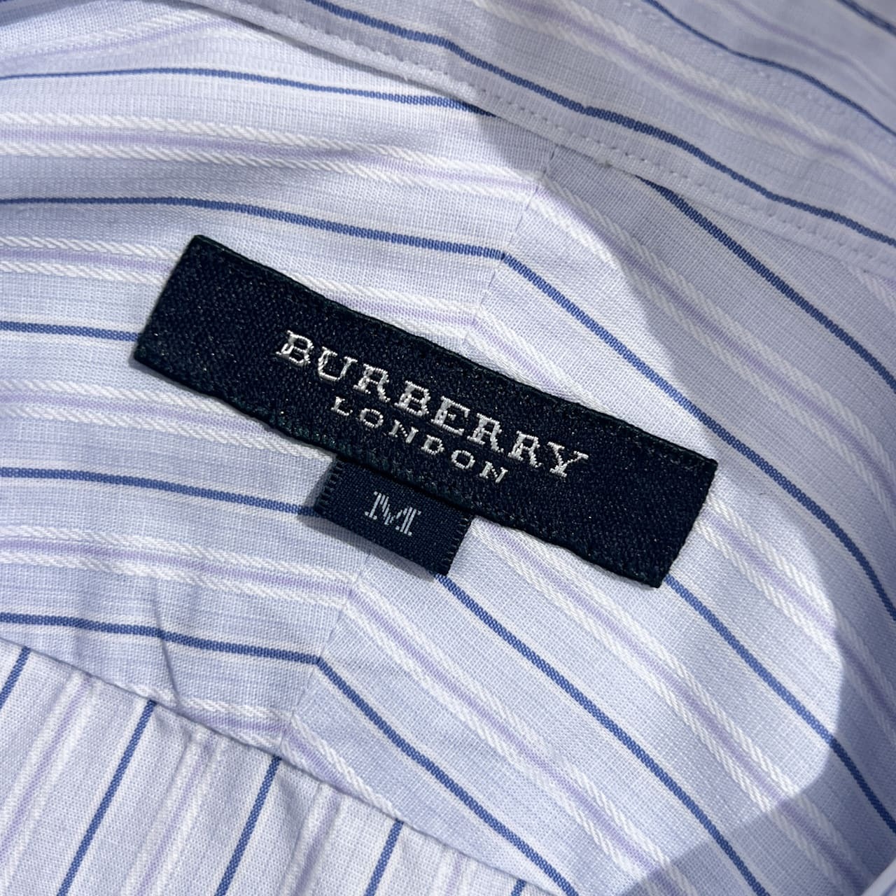 BURBERRY LONDON バーバリーロンドン ストライプ BD ボタンダウン 半袖シャツ M/ブルー系 メンズ  三陽商会