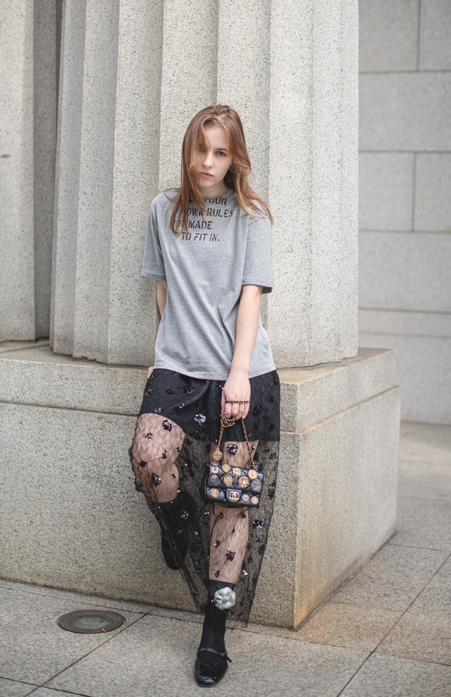 （select）ロゴTシャツ（ホワイト・グレー）