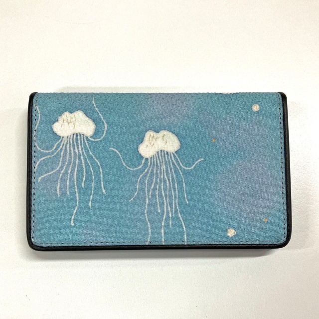 手描友禅カードケース（名刺入れ）「クラゲとエイ」