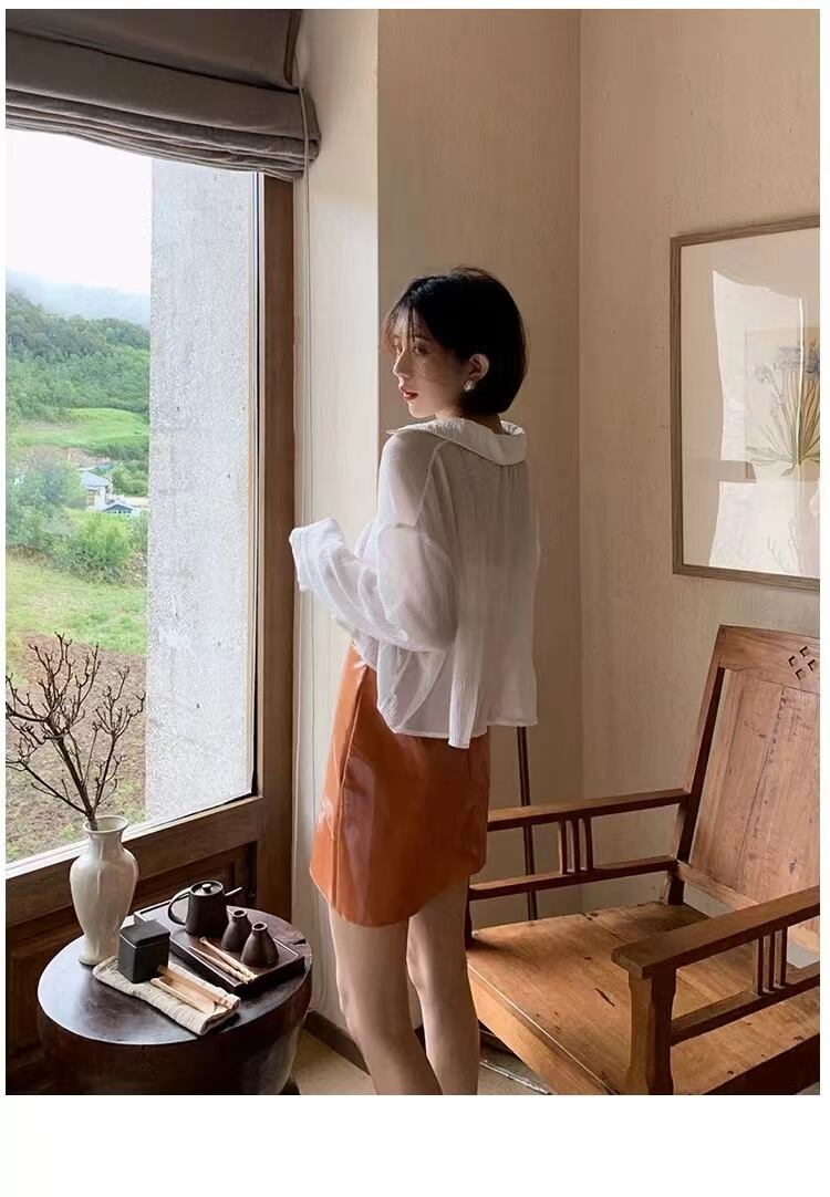 クロップドシアーブラウス　AJ33167-1020