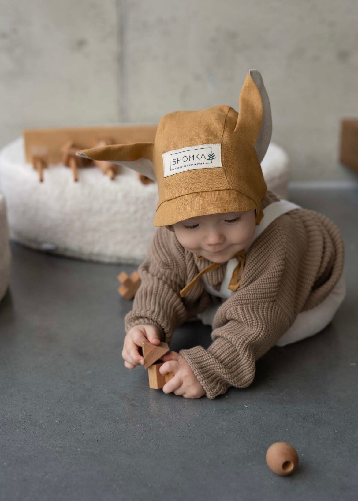 SHOMKA Lionライオン ボンネット 49cm SHOMKA ライオンデザイン ベビー