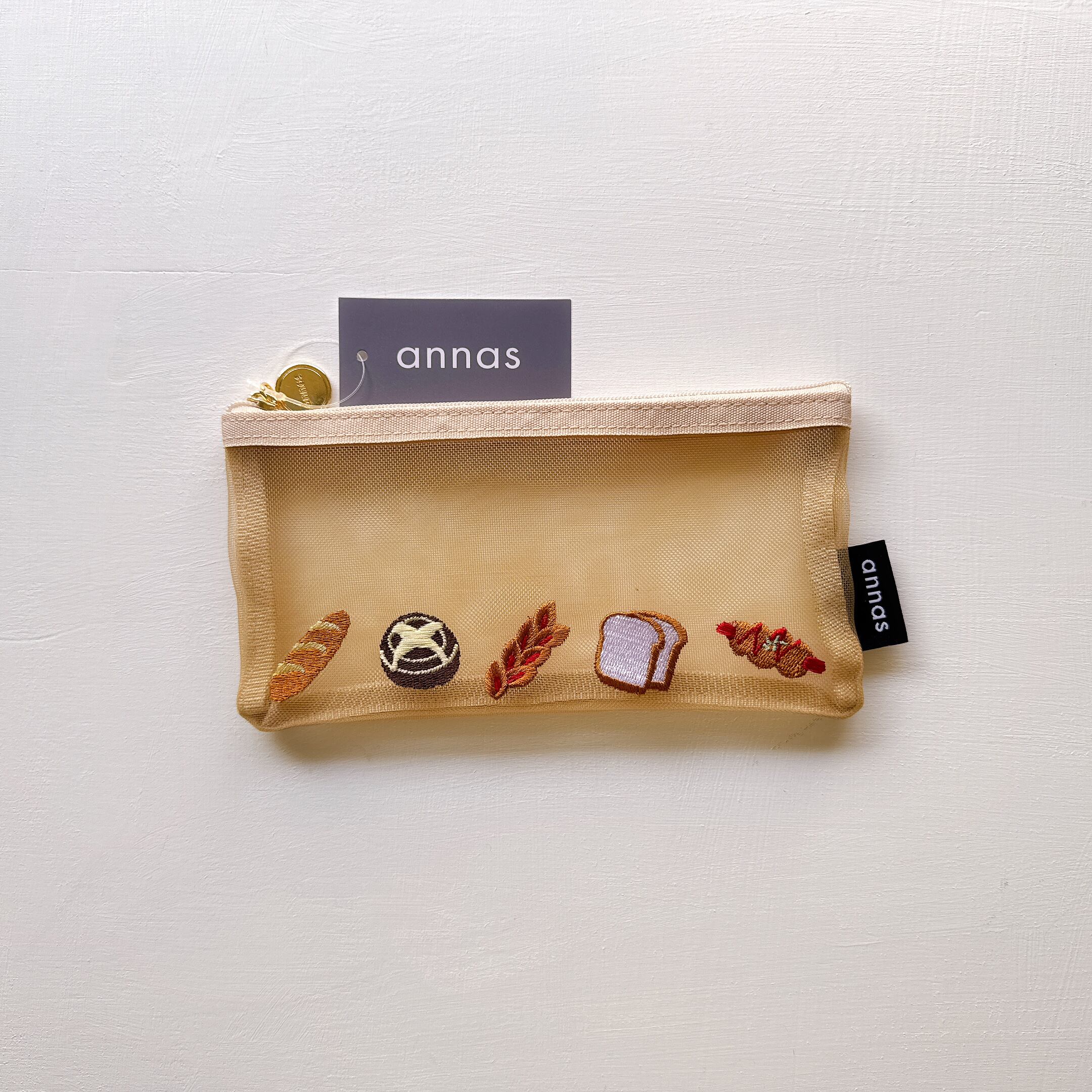 annas刺繍文具】刺繍メッシュペンポーチ｜パン | Net store アンナとラパン