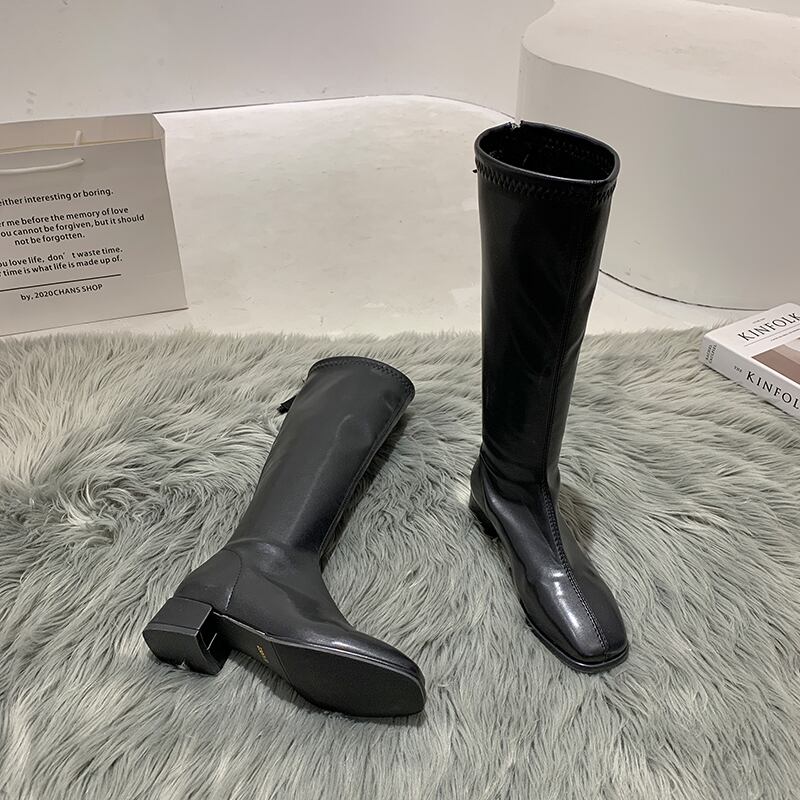 ブーツレディースレッドジッパーカジュアル 靴 シューズ スクウェア フェイクシューズ50290327617